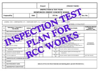 INSPECTION TEST PLAN CONCRETE